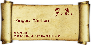 Fényes Márton névjegykártya