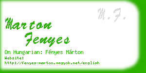 marton fenyes business card
