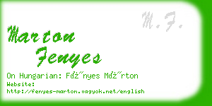 marton fenyes business card